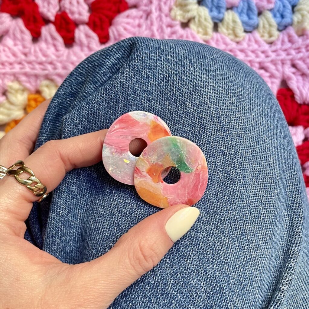 Boucles d'oreilles colorées rose orange funky idée cadeau saboom