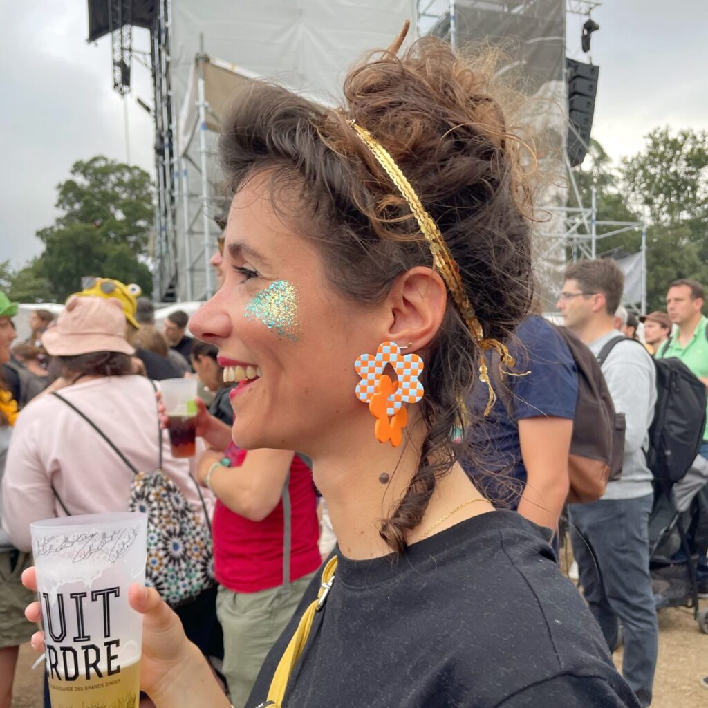 Boucles d'oreilles Daisy bleu et orange Saboom