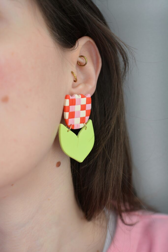 Boucles d'oreilles Léa fleurs damier Saboom