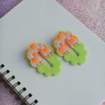 Boucles d'oreilles Violette - version damier