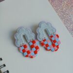 Boucles d'oreilles Violette - version damier