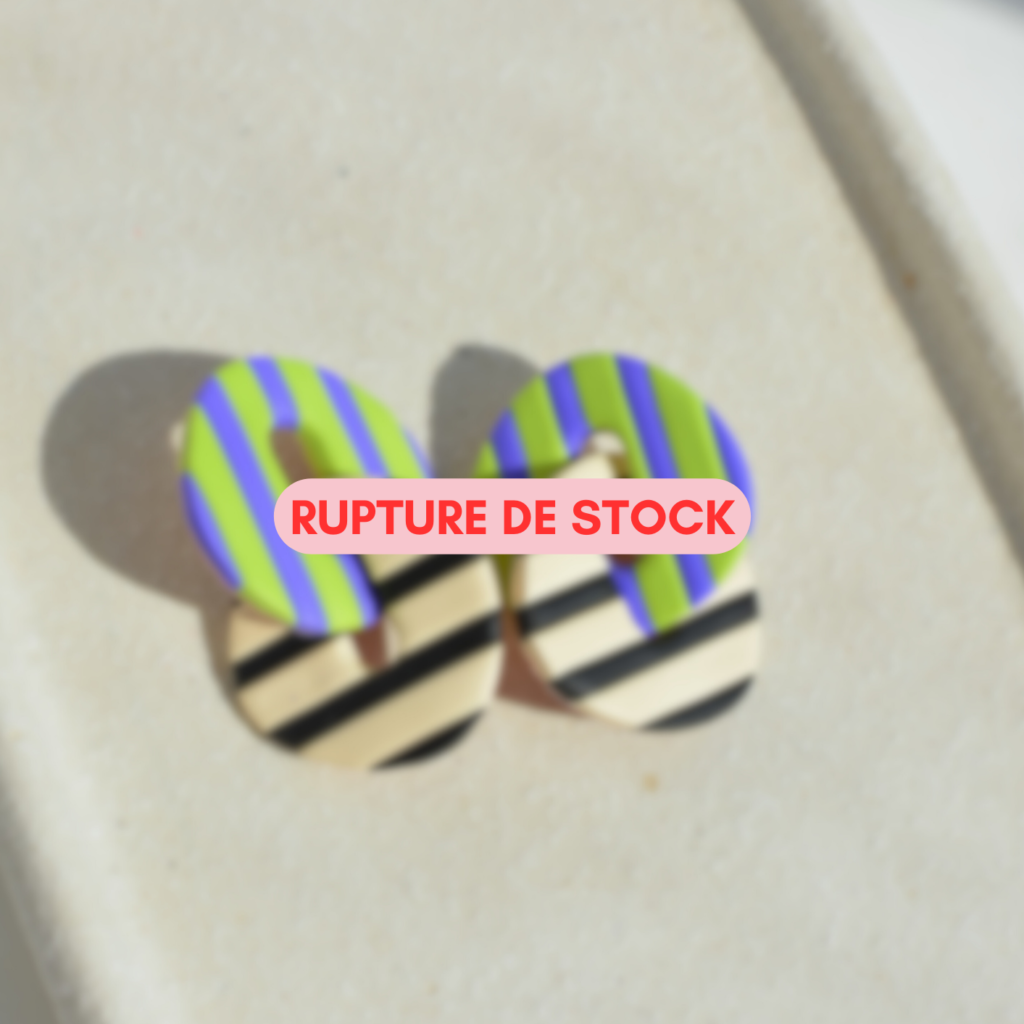 Boucles d&rsquo;oreilles Cléo – vert, violet, noir, beige
