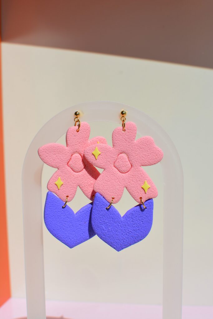 boucles d'oreilles colorées fleurs saboom