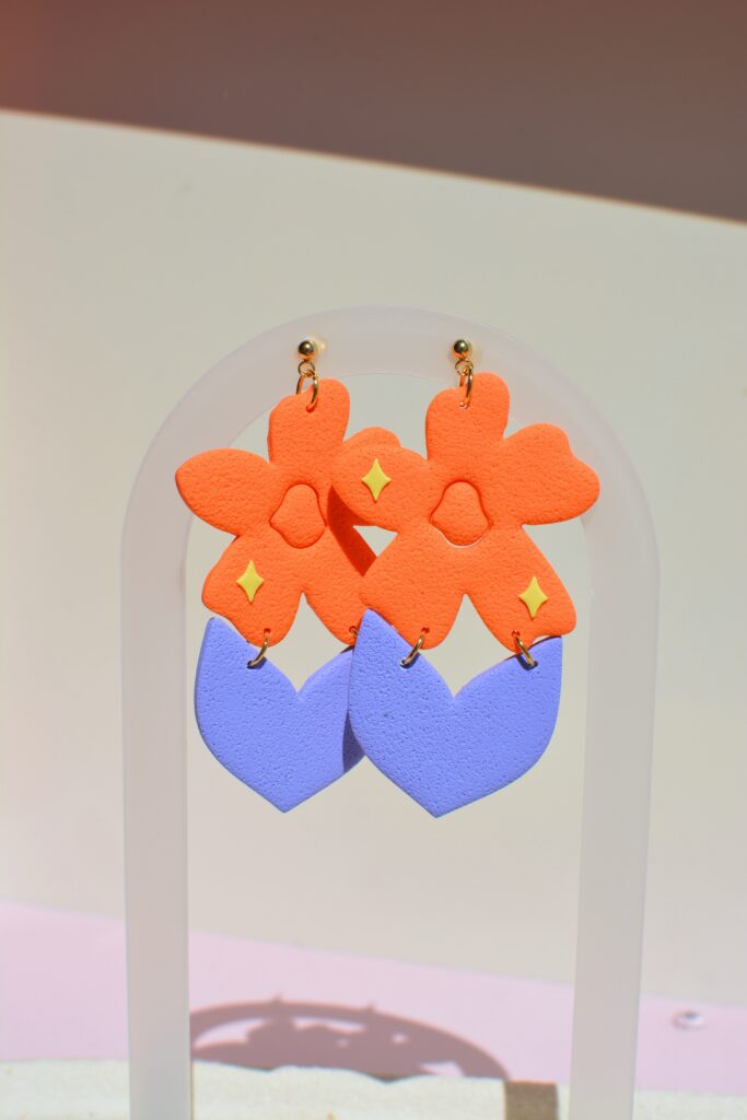 boucles d'oreilles colorées fleurs saboom