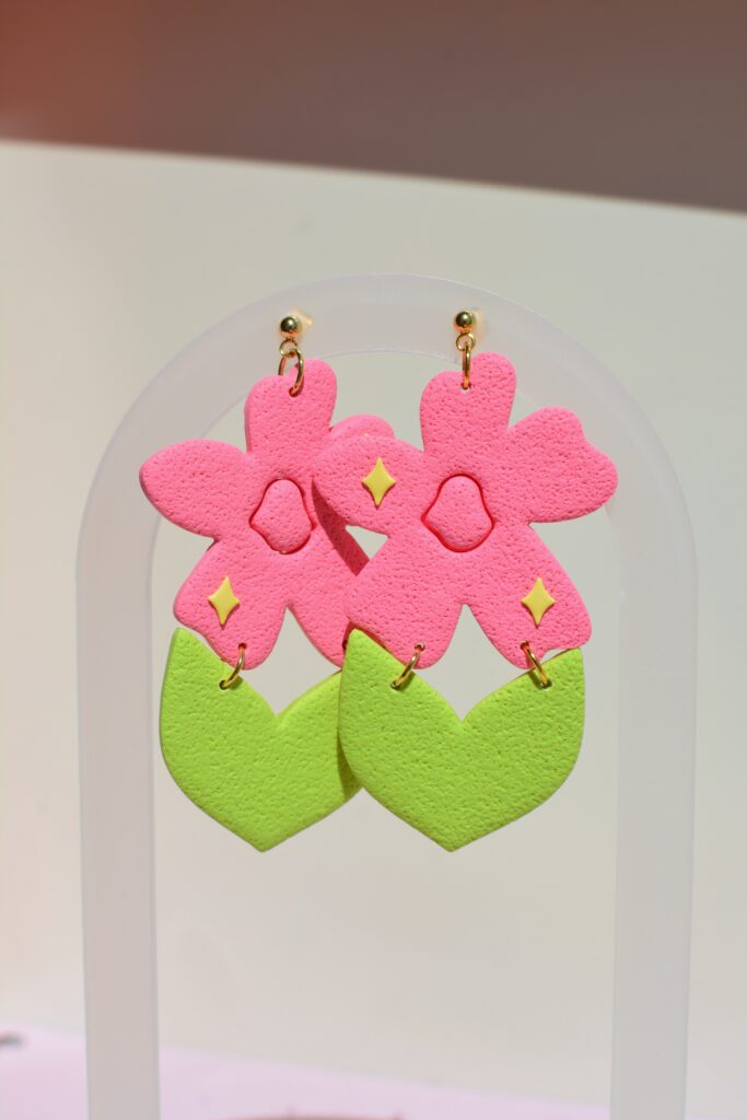 boucles d'oreilles colorées fleurs saboom