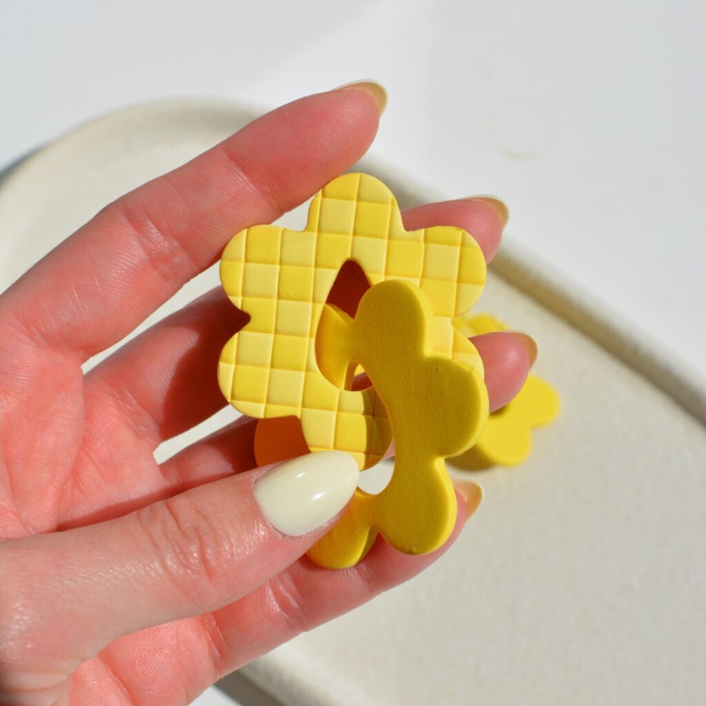 Boucles d'oreilles Daisy damier jaune Saboom