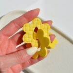 Boucles d'oreilles Daisy damier jaune Saboom