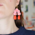 Boucles d'oreilles Saboom Victoria rouge et rose