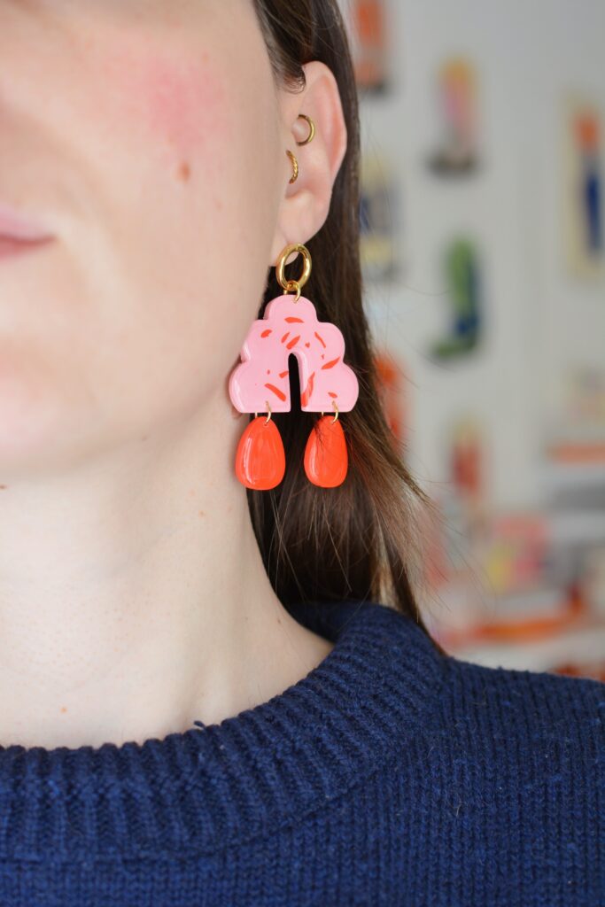 Boucles d'oreilles Saboom Victoria rouge et rose