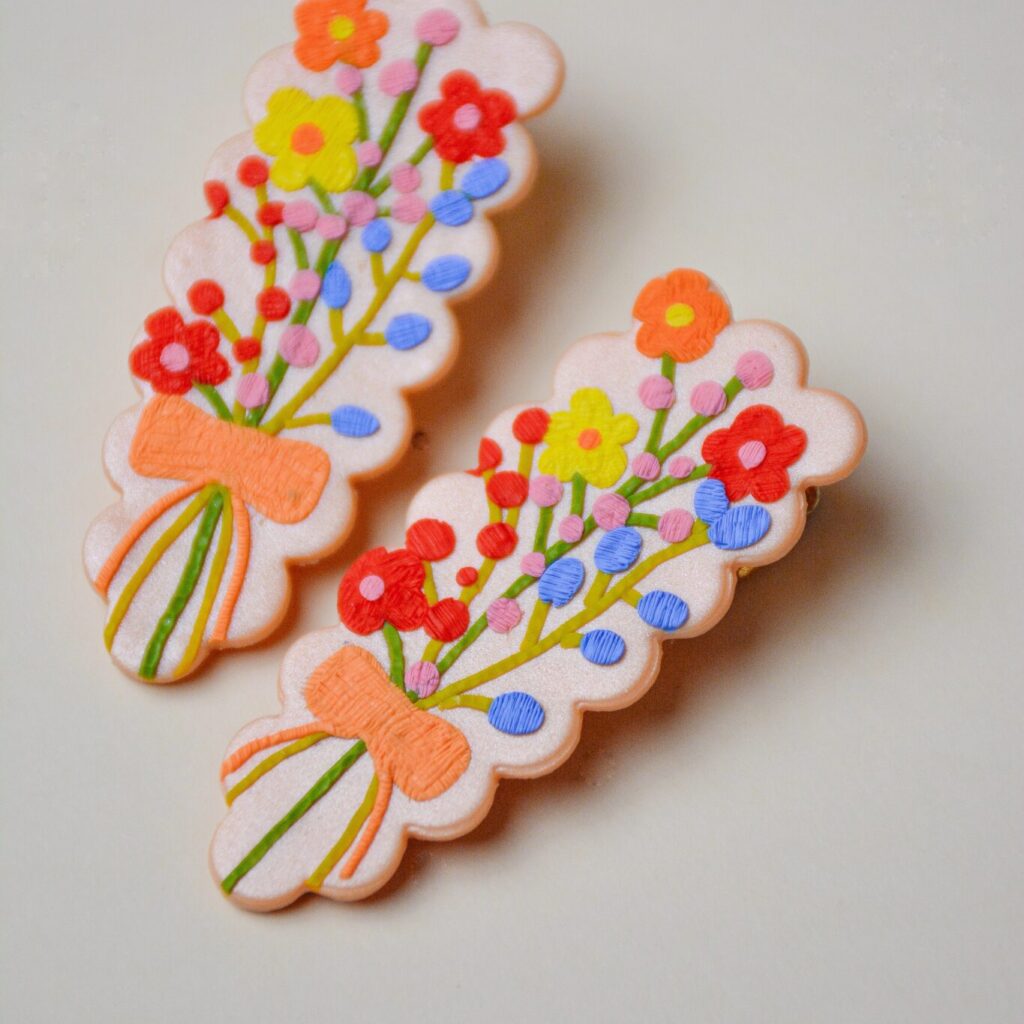 Barrette Saboom bouquet champêtre zoom